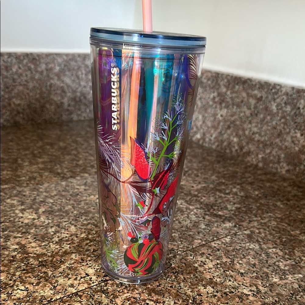 Starbucks Winter Floral Tumbler with Straw